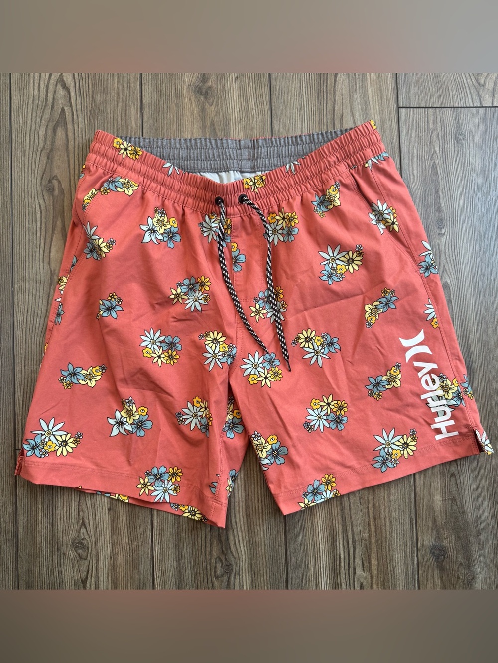 Hurley coral Swim Shorts with flowers